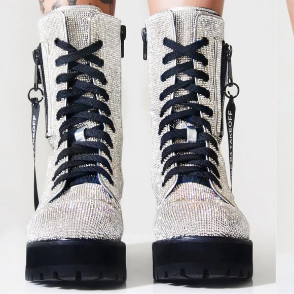 Poster Grl Dolls Kill Rhinestone Billionaire Boots - Picture 5 of 11